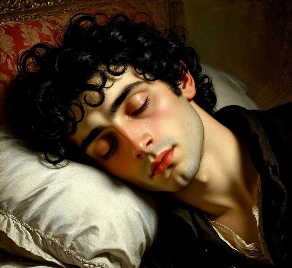 Они говорили и говорили с Наполеоне, пока он, ослабевший и усталый, не уснул (нейросеть)