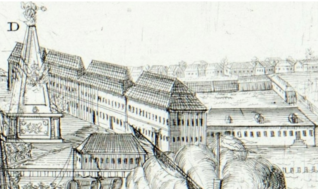 А. Ф. Зубов. Торжественный ввод четырех шведских фрегатов в Неву после победы при Гренгаме 8 сентября 1720 года. Фрагмент. Здание коллегий, Сената и Синода.