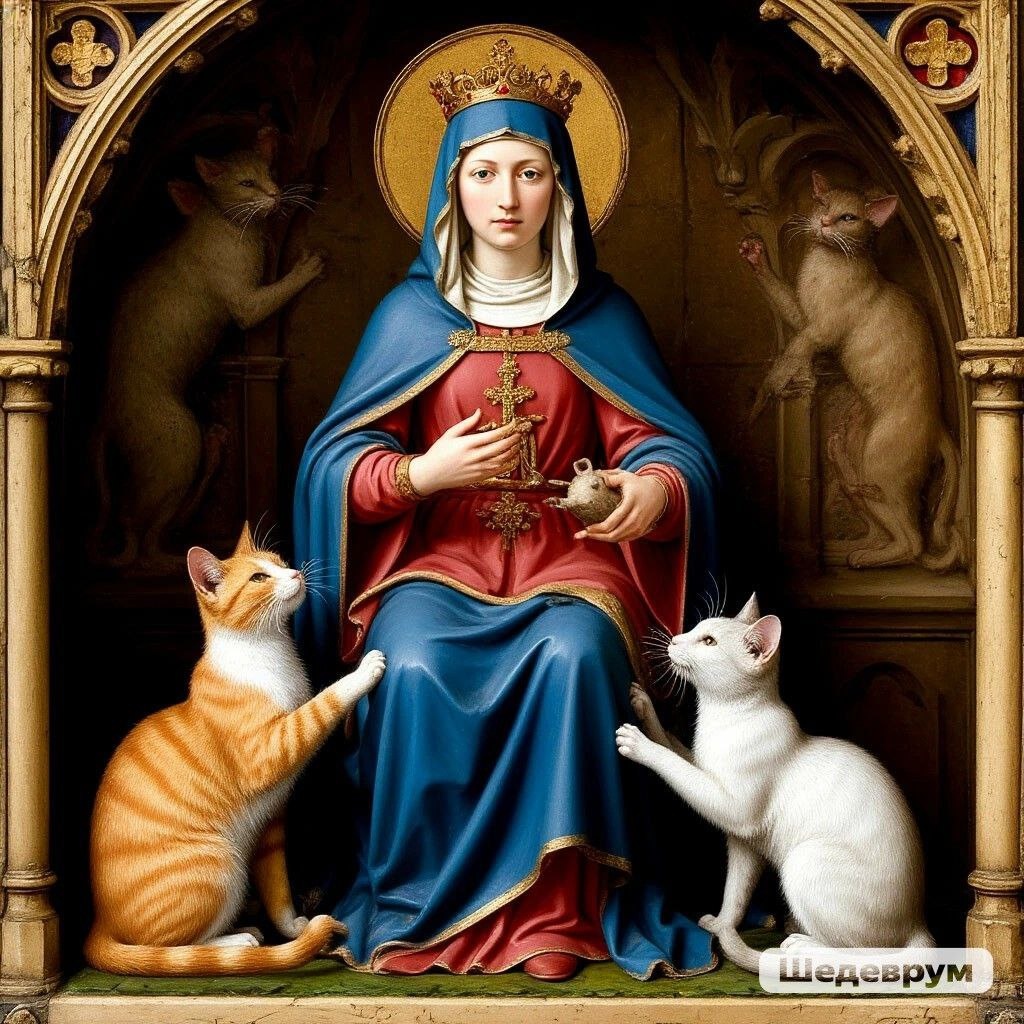 В руке у неё побеждённый мыш если что