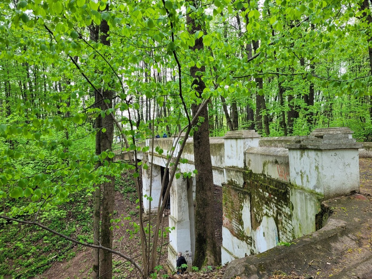 Кменный мост, его пересекаешь, если заходишь в парк со стороны улицы Соломеи Нерис