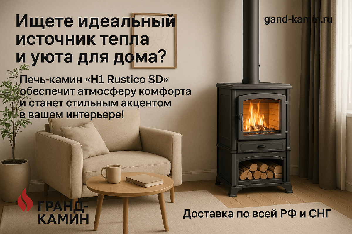    Печь-камин H1 Rustico SD: как создать идеальный уют и сэкономить на отоплении Kamin