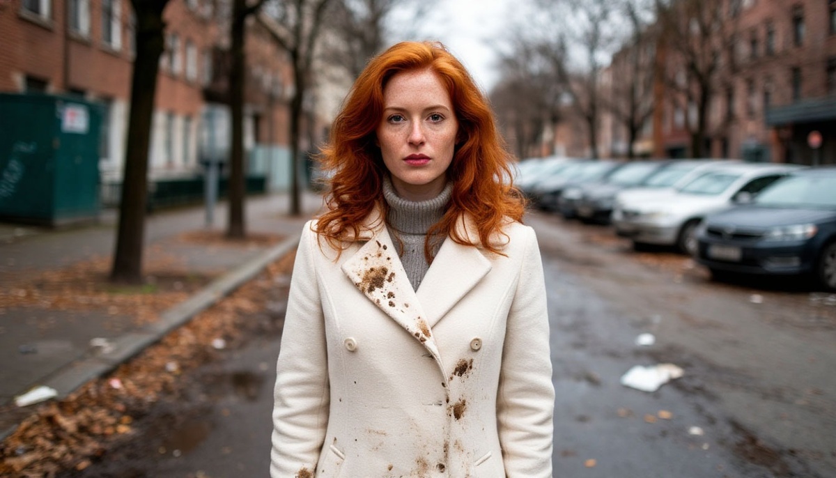 Он окатил грязью из лужи ее белоснежное весеннее пальто