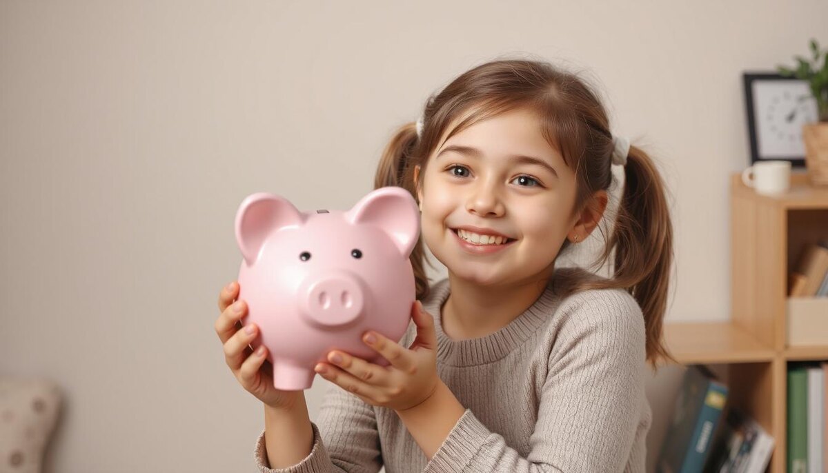 Изображение автора канала "Накопил". Девочка и копилка.