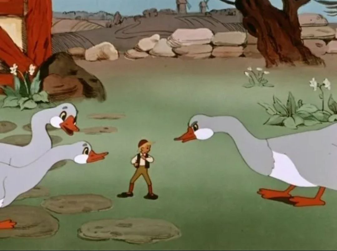 Кадр из мультфильма "Путешествие Нильса с дикими гусями"