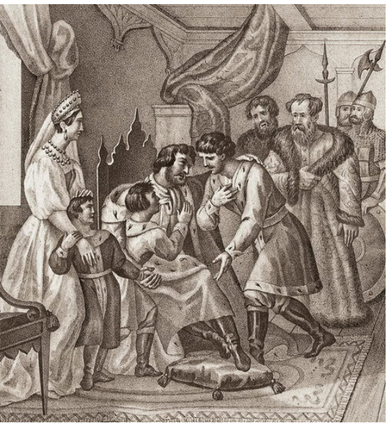 Добросердечие великого князя Константина. 1217 г. Гравюра Б. Чорикова