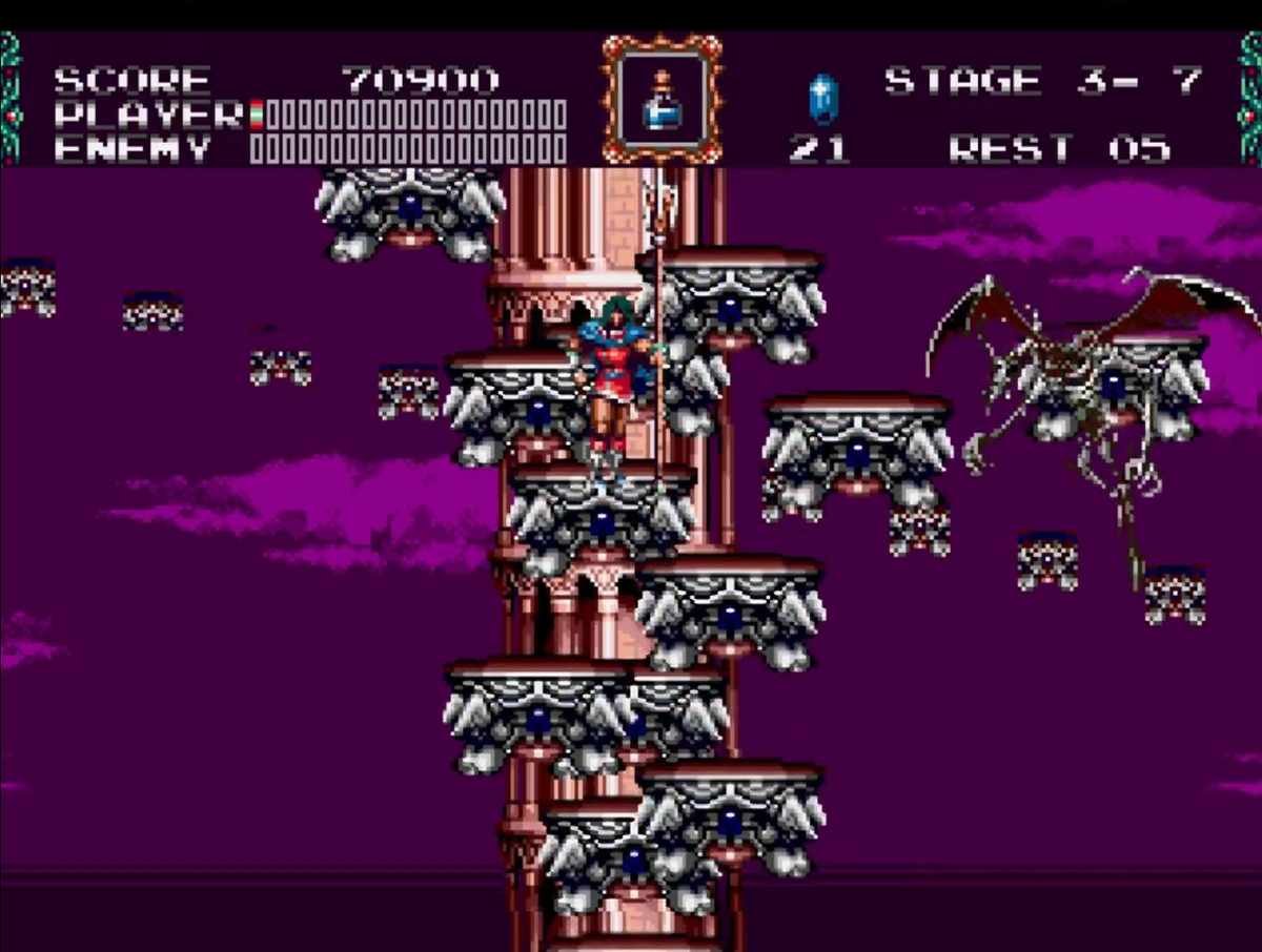 Castlevania Bloodlines Сега Мега Драйв забираемся на башню