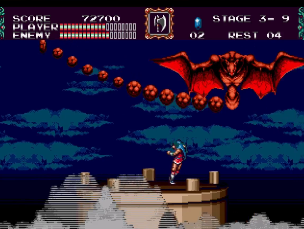 Castlevania Bloodlines Сега Мега Драйв классный босс на вершине Пизанской башни