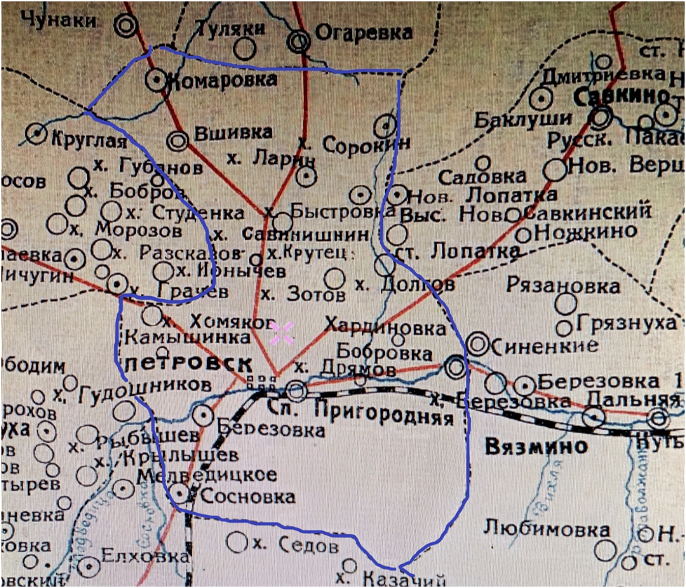 Карта Петровского уезда Саратовской губернии 1922 года