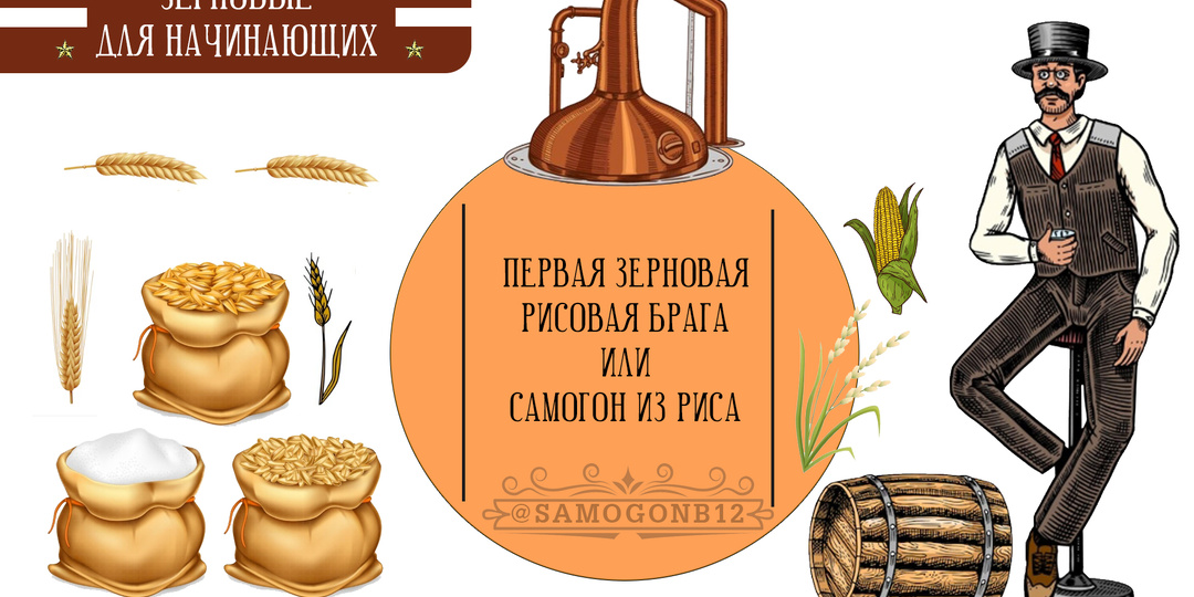 Зерновые для начинающих. Зерновая рисовая брага или самогон из риса.