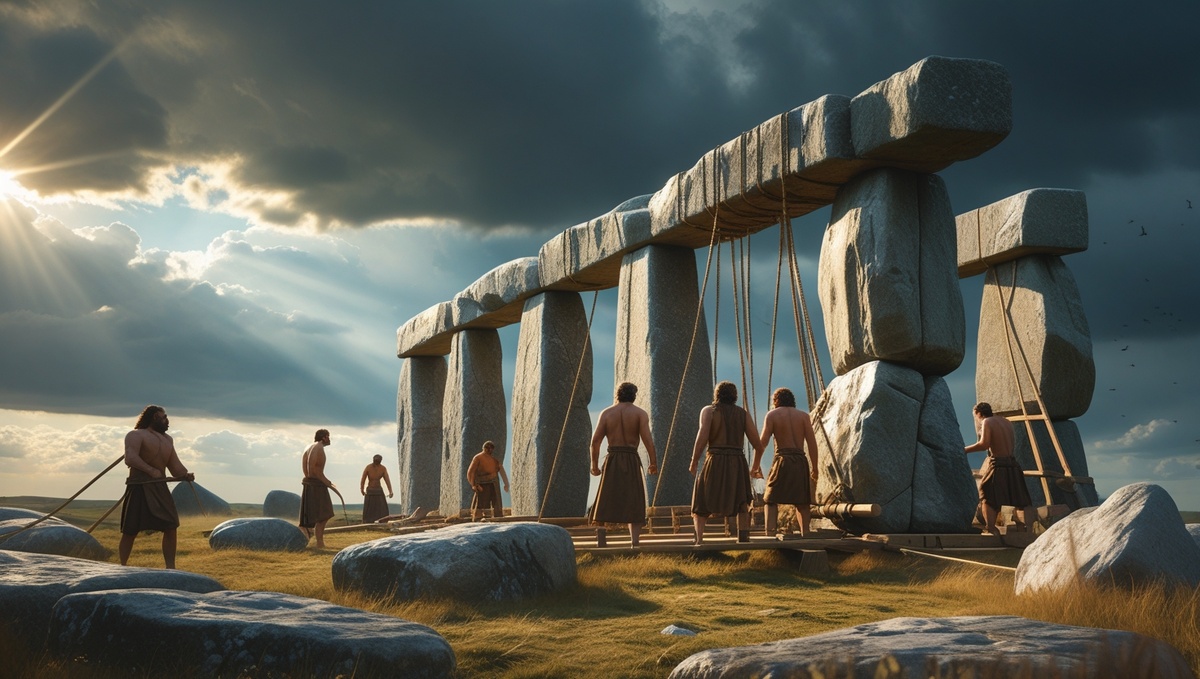 ...или так. Но каким образом люди каменного века, еще до изобретения колеса, без использования лебедок и кранов могли поднимать на высоту дома многотонные каменные блоки - остается загадкой.