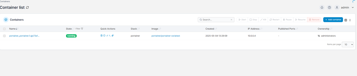 Контейнера нет