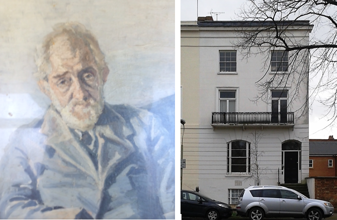 Эдмунд Селус, портрет, написанный его дочерью, и его дом на южной стороне Кларенс-сквер