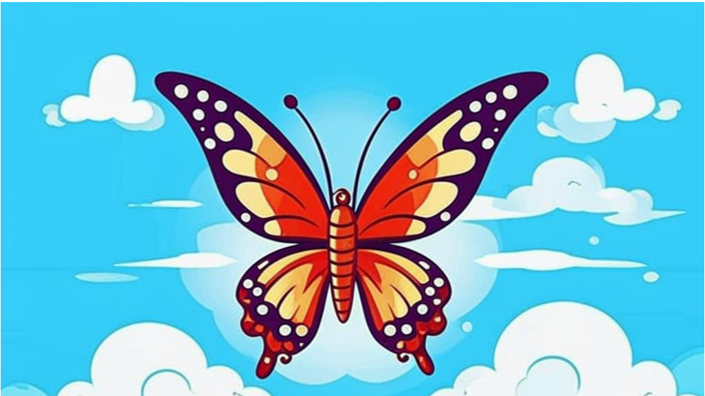 Красивая бабочка на фоне неба. Изображение создано с использованием нейросети Кандинский