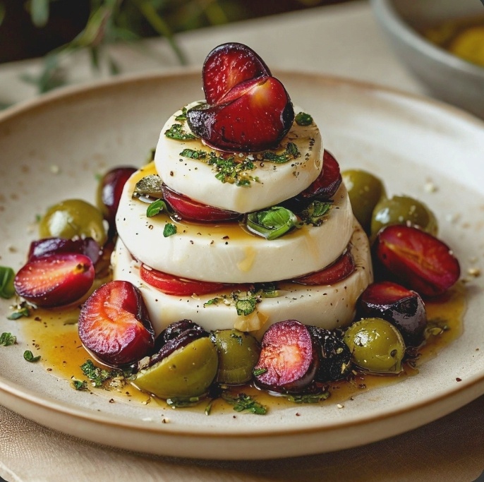 Салат с моцареллой и сливой