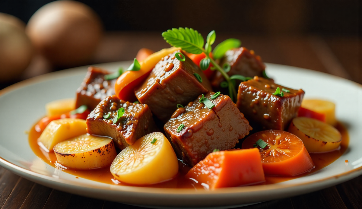 Мясное рагу с овощами, Источник: https://tensor.art/ Промт автора