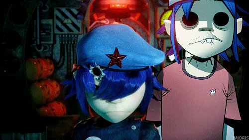 Нудл и 2-D в клипе On Melancholy Hill (2010)