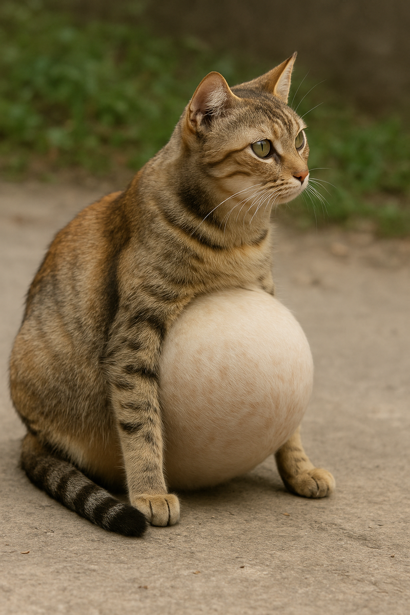 Так видит кошку с животом в виде шара ИИ
