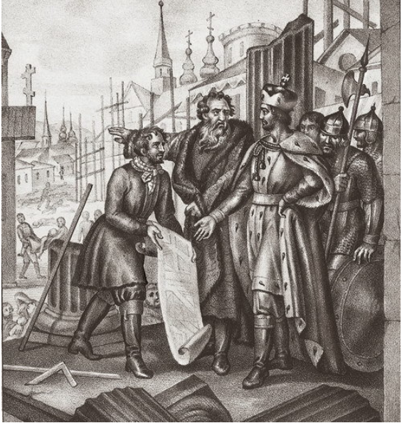 Великий князь Ярослав после разорения татарами России возобновляет города. Гравюра
Б. Чорикова