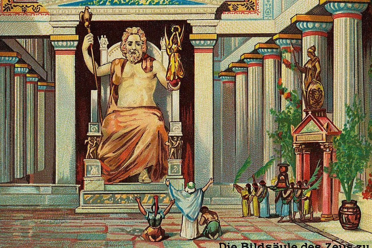 Реконструкция статуи Зевса в Олимпии. Источник: https://www.culture.ru/events/968615/statuya-zevsa