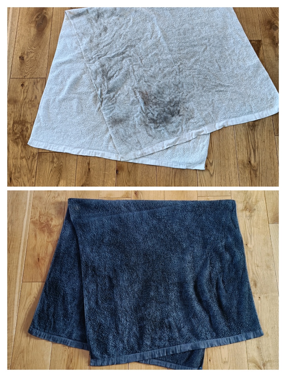 Закрасила пятно на полотенце