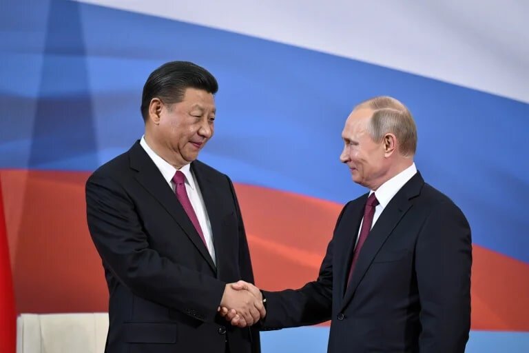    Си Цзиньпин и Владимир Путин. Иллюстрация "Блокнот".