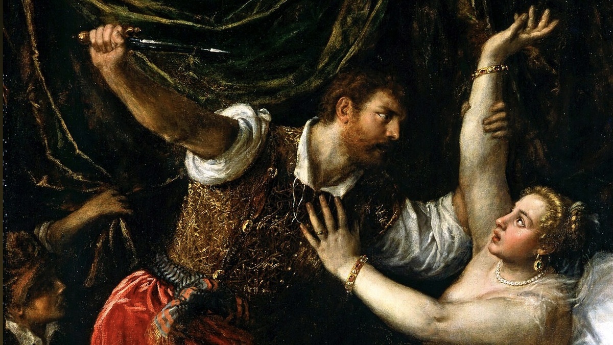 Тициан, "Тарквиний и Лукреция", фрагмент.