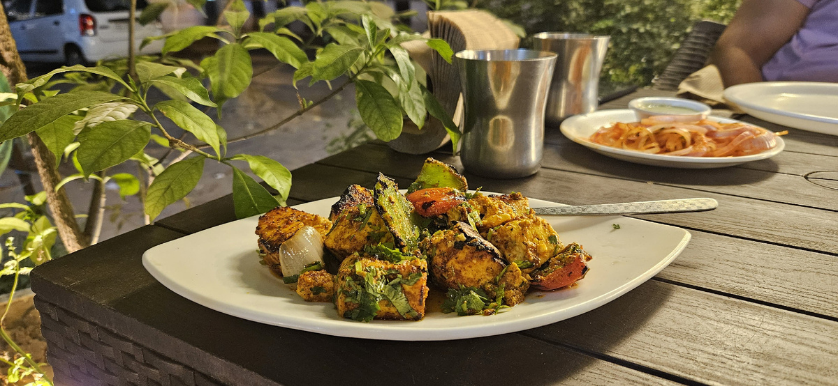 Панир (индийский сыр) приготовленный на углях