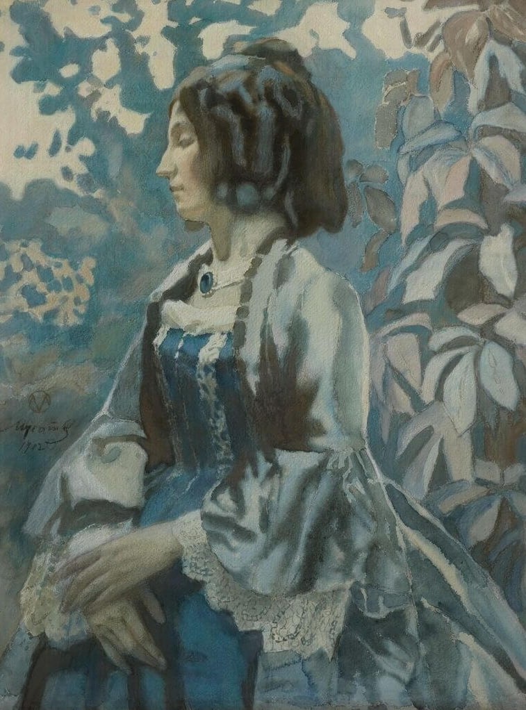 Виктор Борисов-Мусатов "Портрет дамы в голубом" (1902)