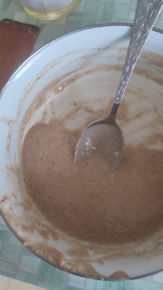 Тесто из бананов и овсянных хлопьев. Фото автора. 