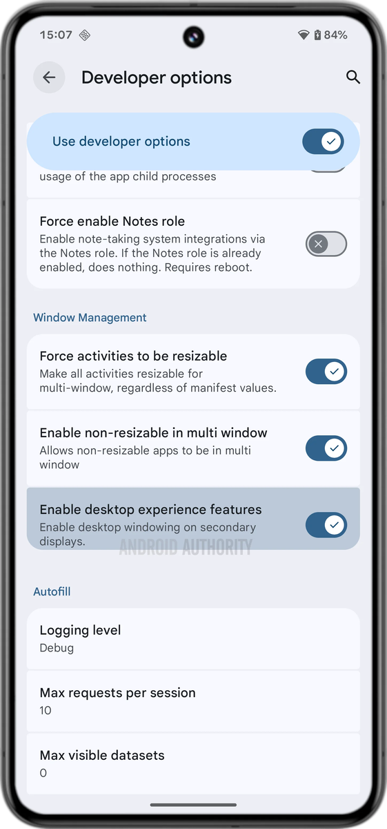    Новый десктопный режим в настройках разработчиков Android 16 Beta 4