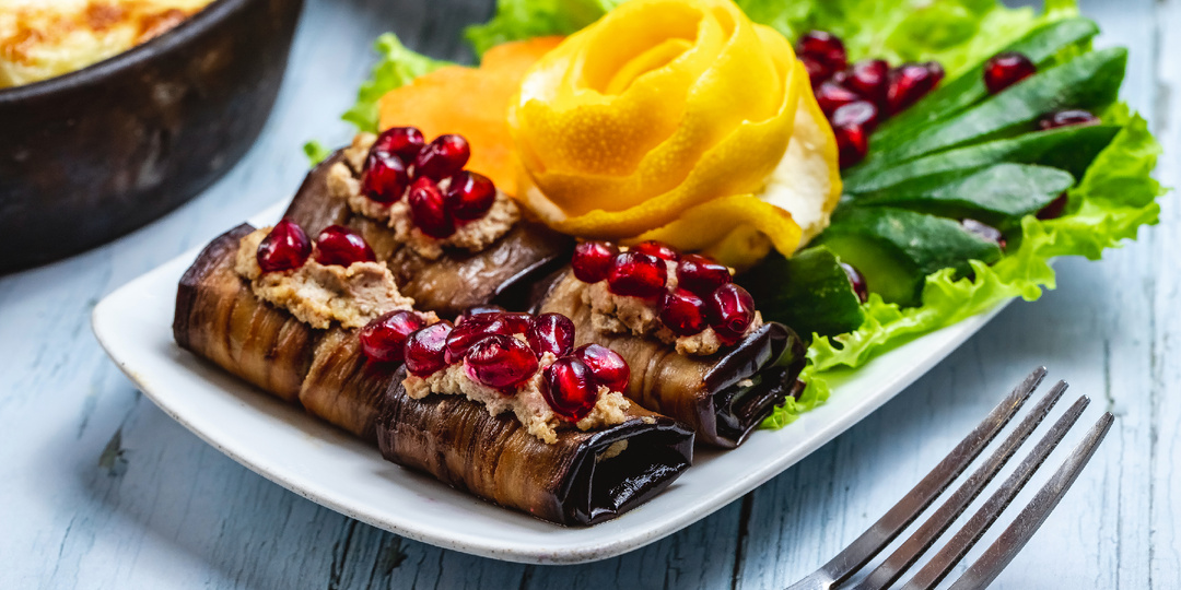 🧑‍🍳Легкий вечерний перекус - баклажановые рулетики с грецкими орехами и гранатом