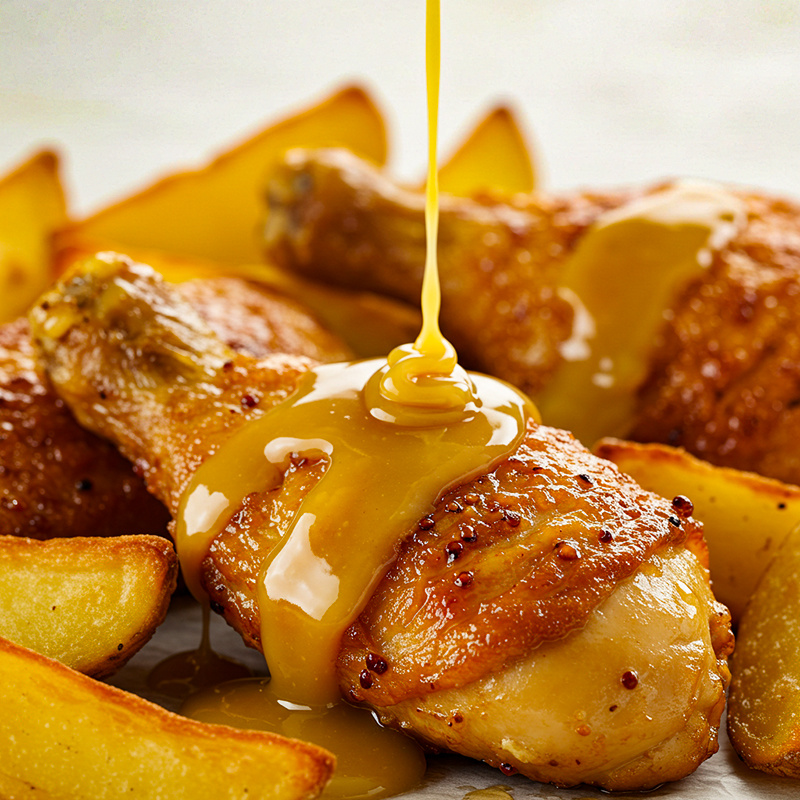 Сочная курица в медово-горчичном соусе с картофельными дольками