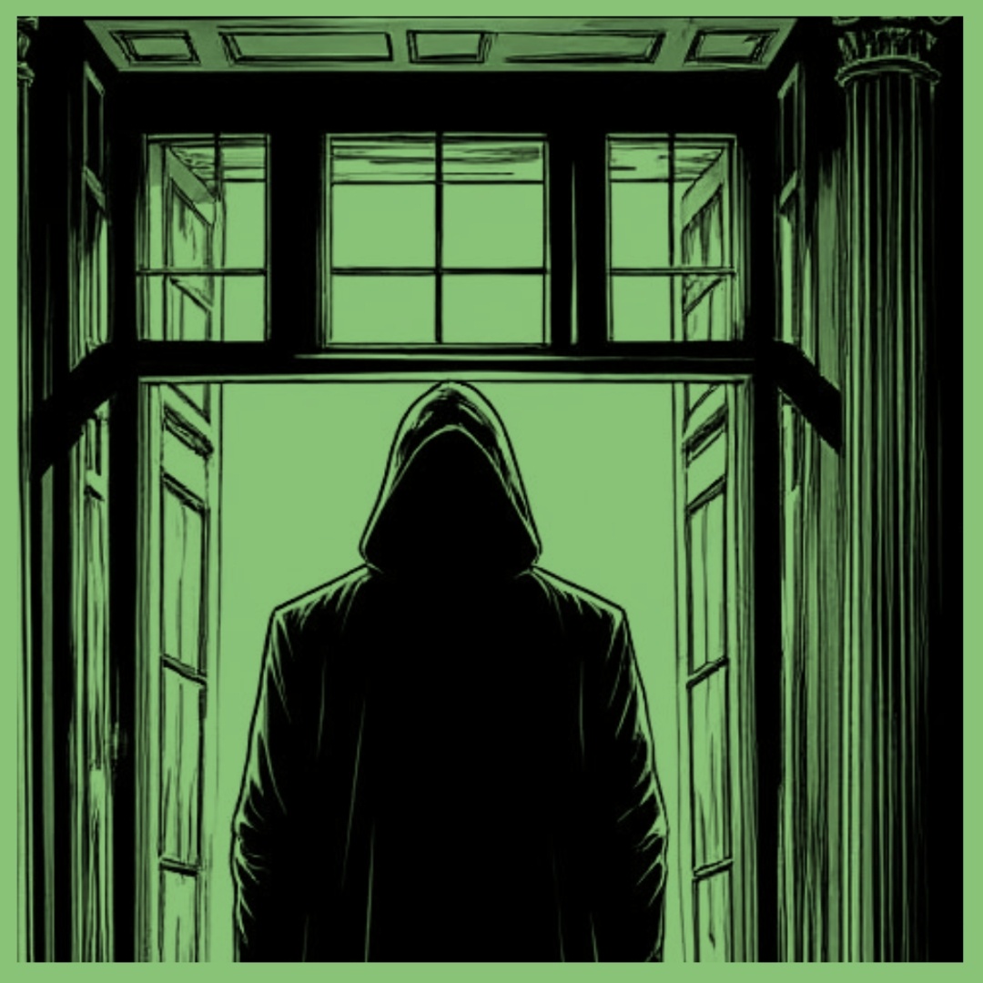 В окне верхнего этажа этого дома стоял мужчина.