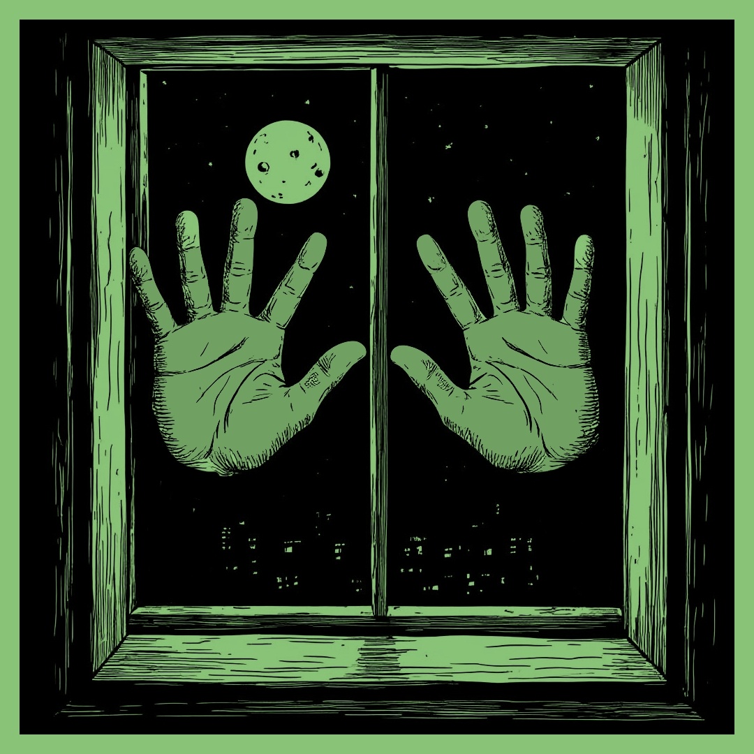 Два отпечатка огромных мужских ладоней...