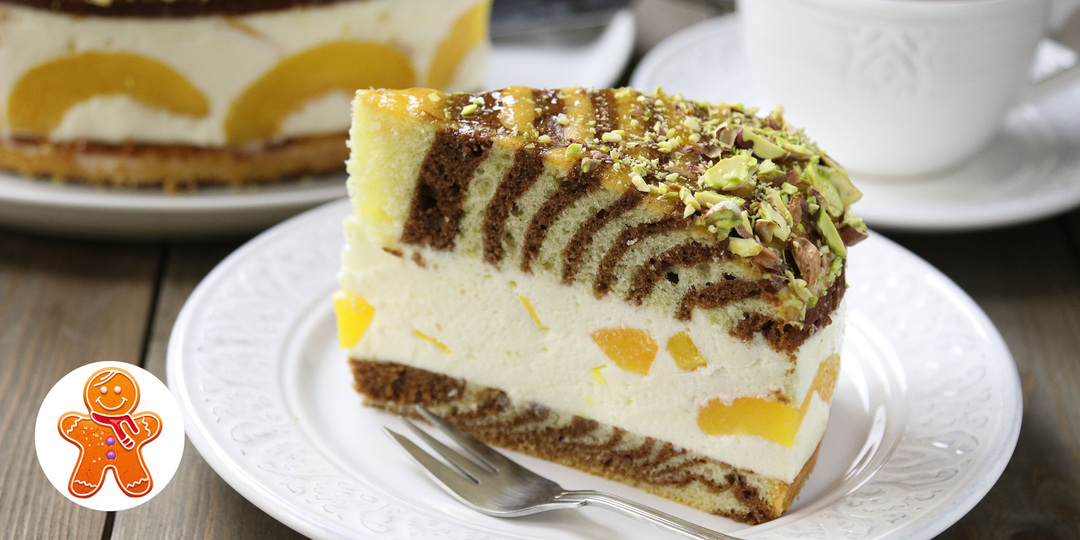 Торт "Персиковая Зебра"