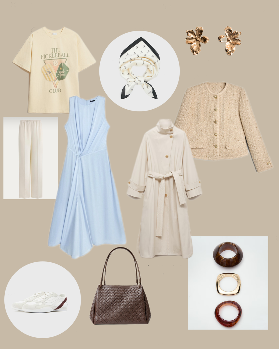 коллаж составлен автором, бренды всех вещей можно узнать в Телеграм Модные решения