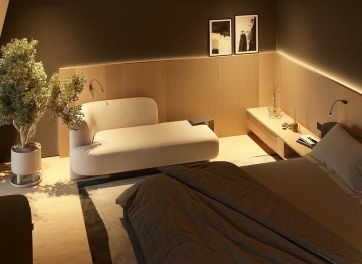 Контрастная спальня в нашем новом проекте дома