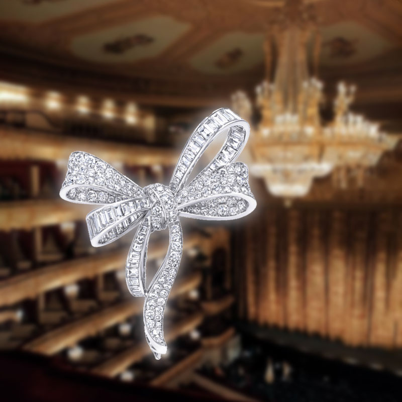 Брошь Graff Bow Motif из белого золота с бриллиантами