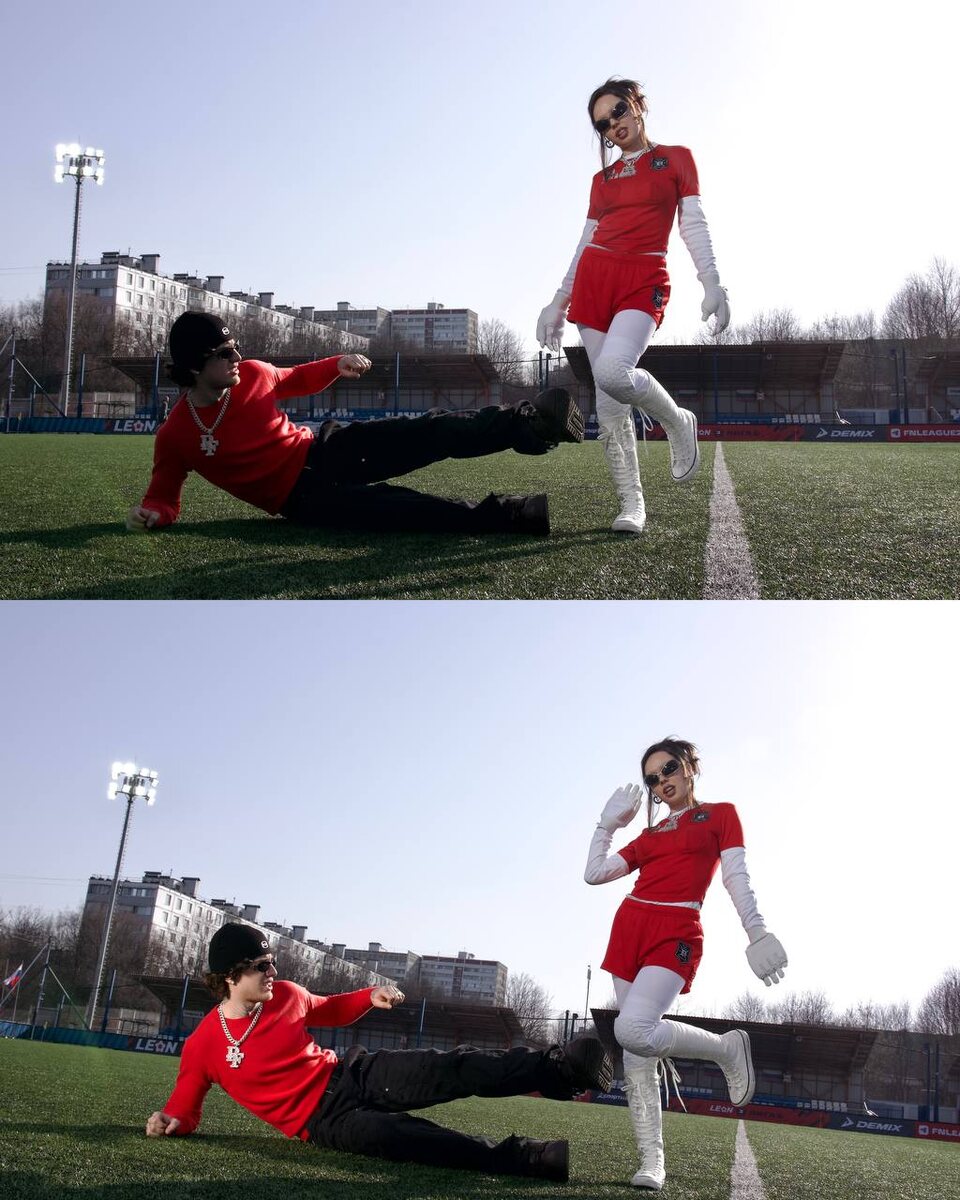 Инстасамка и Moneyken теперь в футбольной теме, фото из официального ТГ певицы