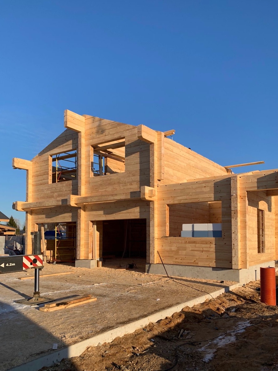 Конструктив гаража из клееного бруса на 2 машиноместа