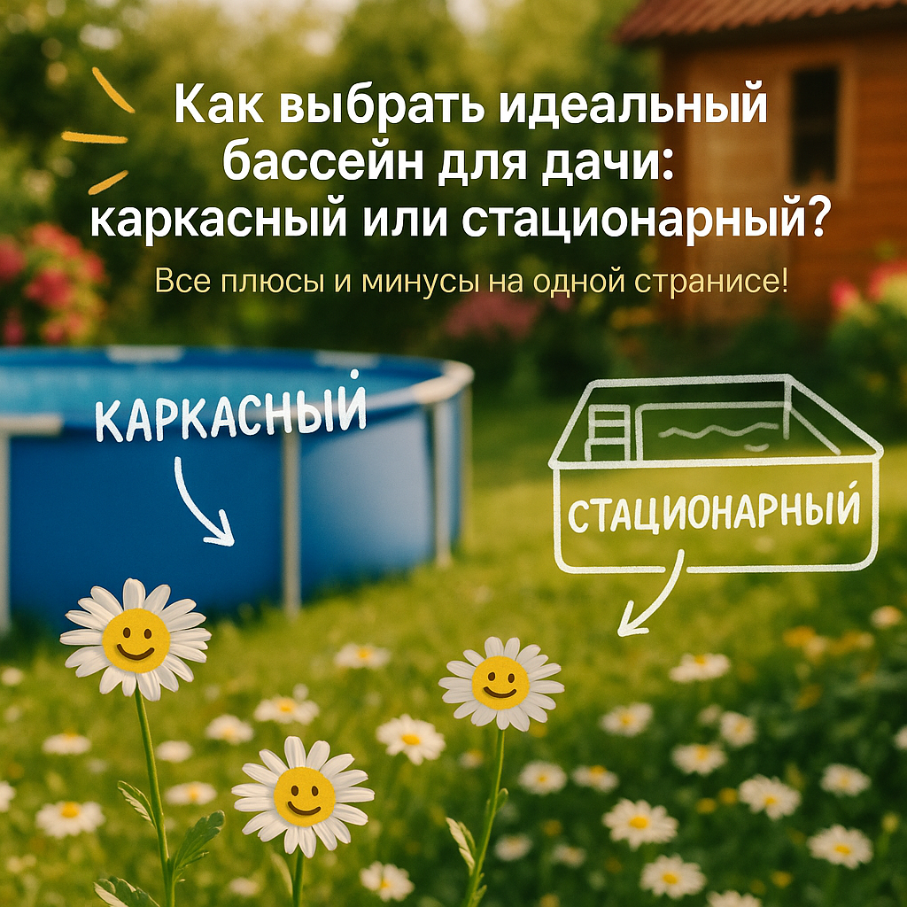    Как выбрать идеальный бассейн для дачи: каркасный или стационарный? Все плюсы и минусы на одной странице!