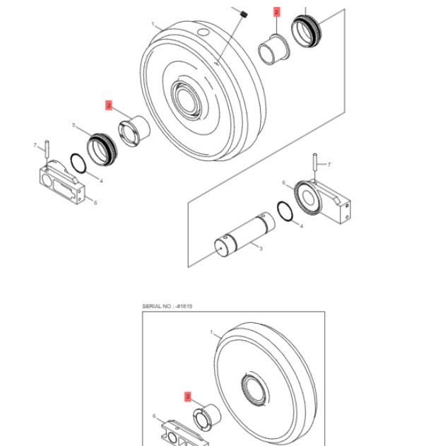 чертеж схема Втулка ленивца Hyundai R330LC-9SH (81N8-13120)  