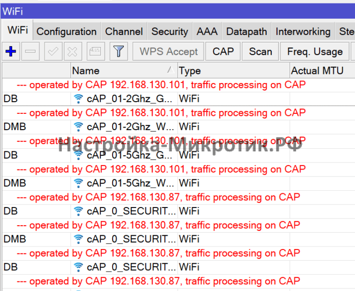 operated by CAP 192.168.130.101, traffic processing on CAP