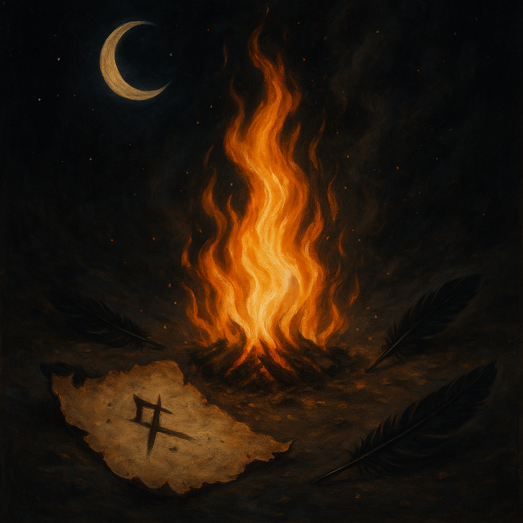 Огонь и луна в ночи