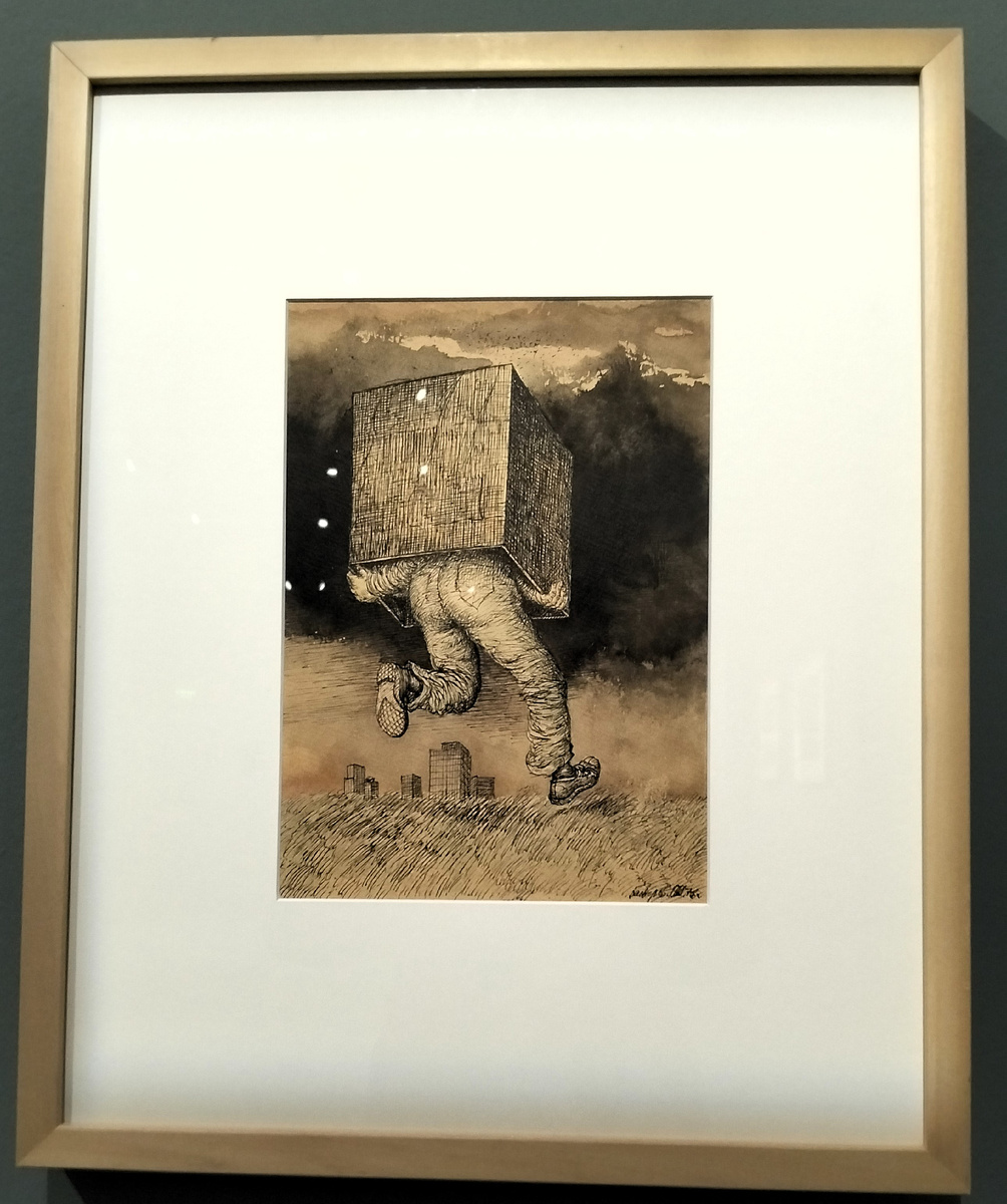 Иллюстрация к роману "Человек-ящик" Кобо Абэ. 1976