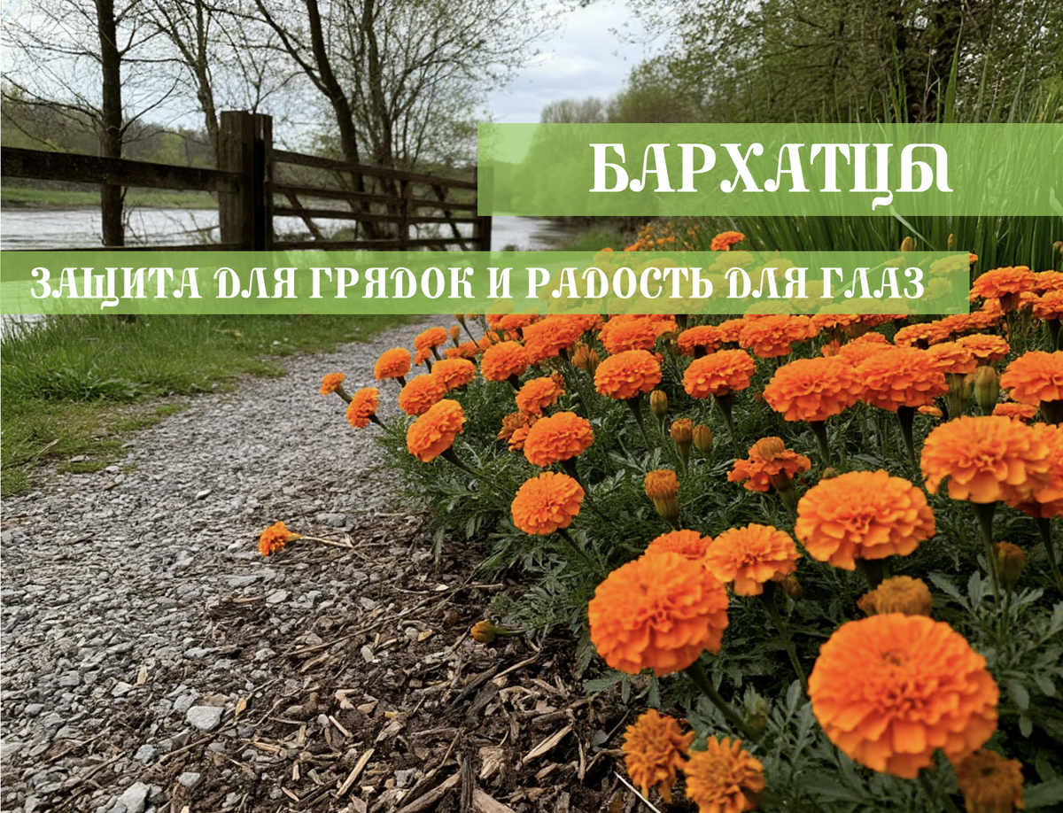 Полина: «Бабушка, твои бархатцы будто фонарики вдоль дорожки!»