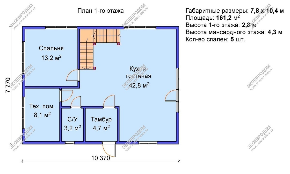 Техпомещению отведено 8 "квадратов" для удобного обслуживания здания