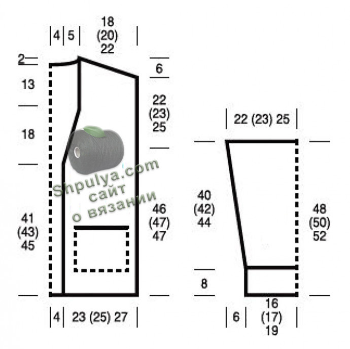 Выкройка вязаного кардигана спицами