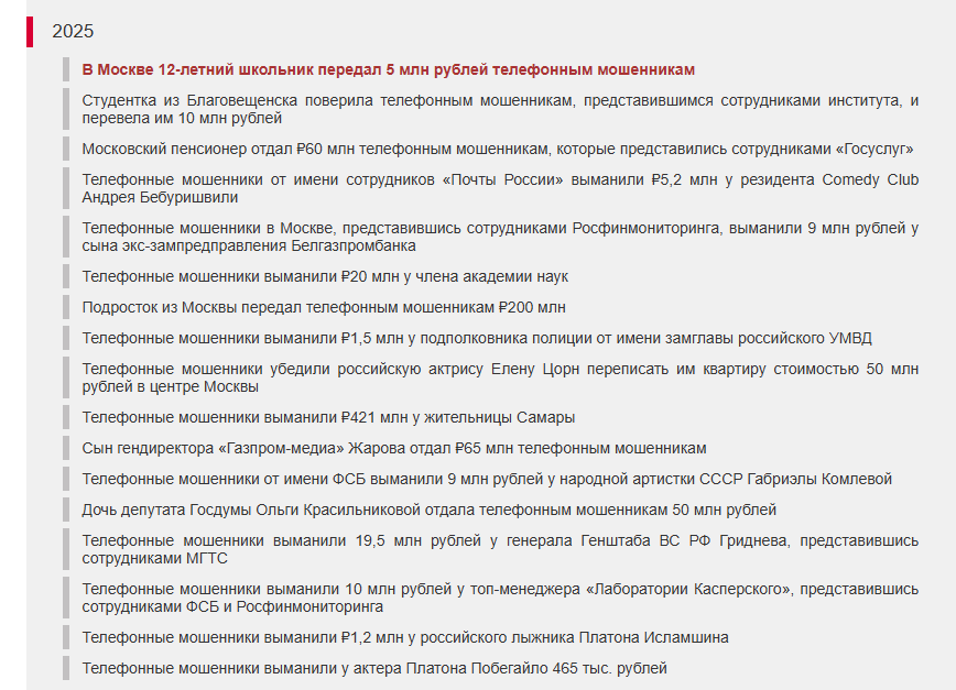 Россияне передают мошенникам миллионы рублей