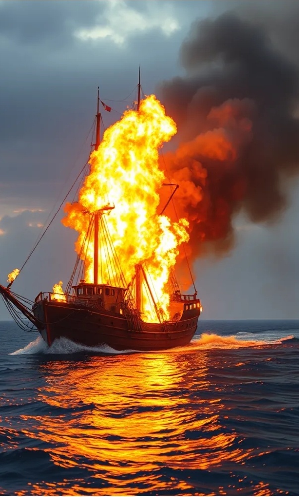Горящий корабль (в качестве иллюстрации)